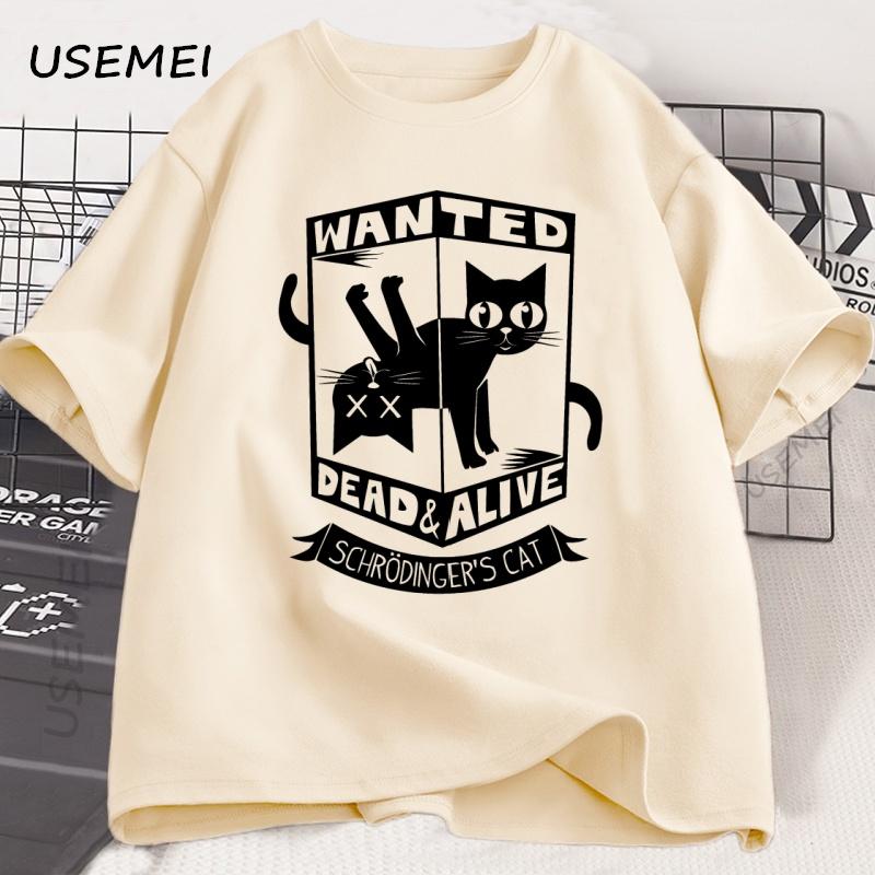 Funny Black Cat Tshirts Cotton Causal Loose Tshirt Printed Round Neck Short Sleeve Cat Lover T Shirt Harajuku Streetwear
