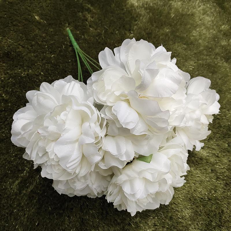 

European Simulation Bouquet Wholesale Leafless 5 Heads Peony Home Decoration Fake Flower Wedding Birthday Decration 1pc белый