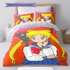 Sailor Moon Action Pose Anime Bedding Set Polyester Duvet Cover Soft Bed Linen Set -QJY