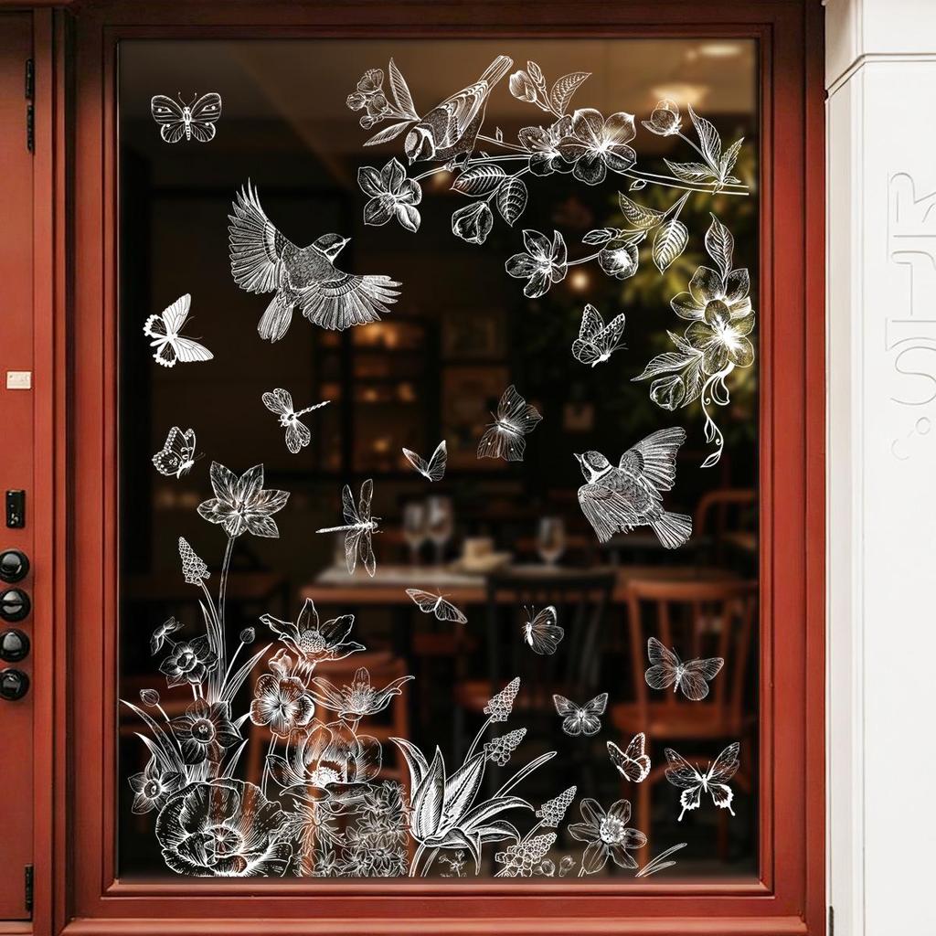 2026 Hot Selling Spring Window Stickers - Flowers & Butterflies Electrostatic Decorations for Festivals