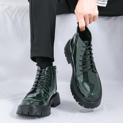Hochwertige neue Outdoor-Arbeitsstiefel für Herren mit verschleißfester Sohle, Winterstiefeletten, Büro- und Geschäftsschuhe für Herren, trendiges Grün
