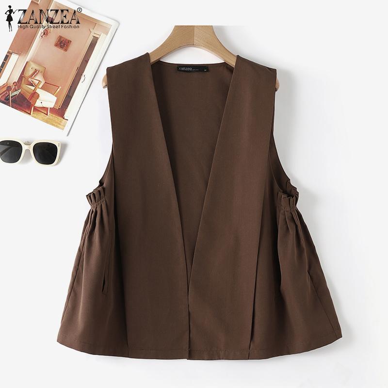 

ZANZEA Женский повседневный кардиган без рукавов с v-образным вырезом, жилет, блузка