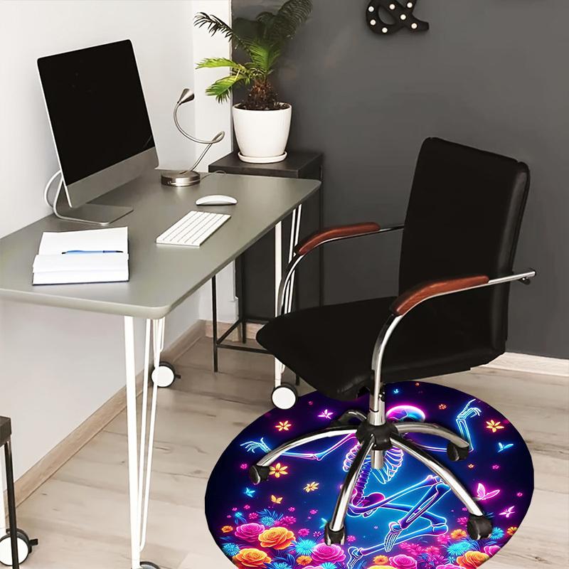 

1 шт. Офисный коврик для стула Неоновый Скелетный Танец Цветы Бабочки Идеально для Украшения Офисных Стульев, Или Спален.YDT559 80cm by 80cm