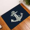 1Pc White Anchor & Navy Blue Nautical Washable Door Mat Non Slip Entrance Floor Carpet Easy To Clean Hallway Bath Kitchen Rug