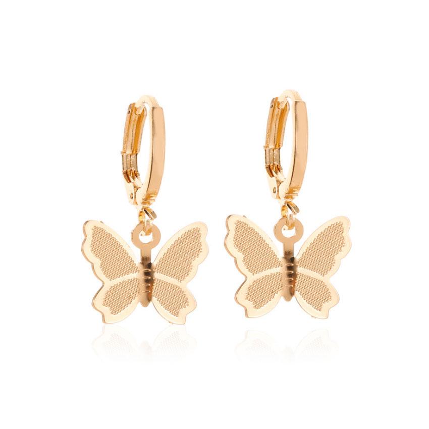 

Корейские матовые серьги-каффы с подвесками-бабочками - Универсальные и простые женские модные серьги золотой