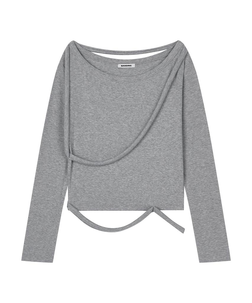 Saendeulig Strap Wide Neck T_Melange Gray