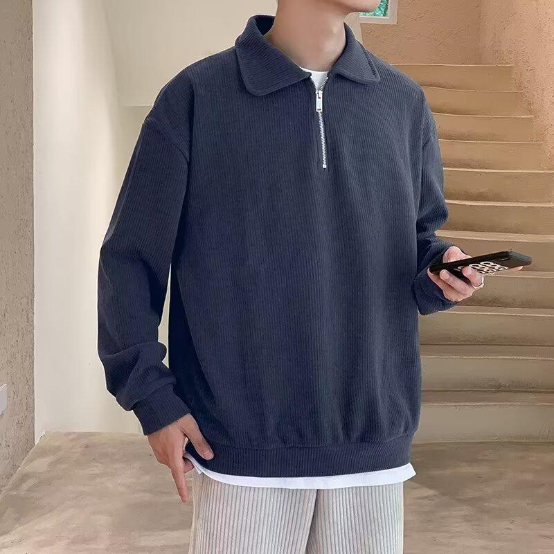 Trendy Harajuku-Style Half-Zip Sweatshirt: Artistic & Versatile Fashion