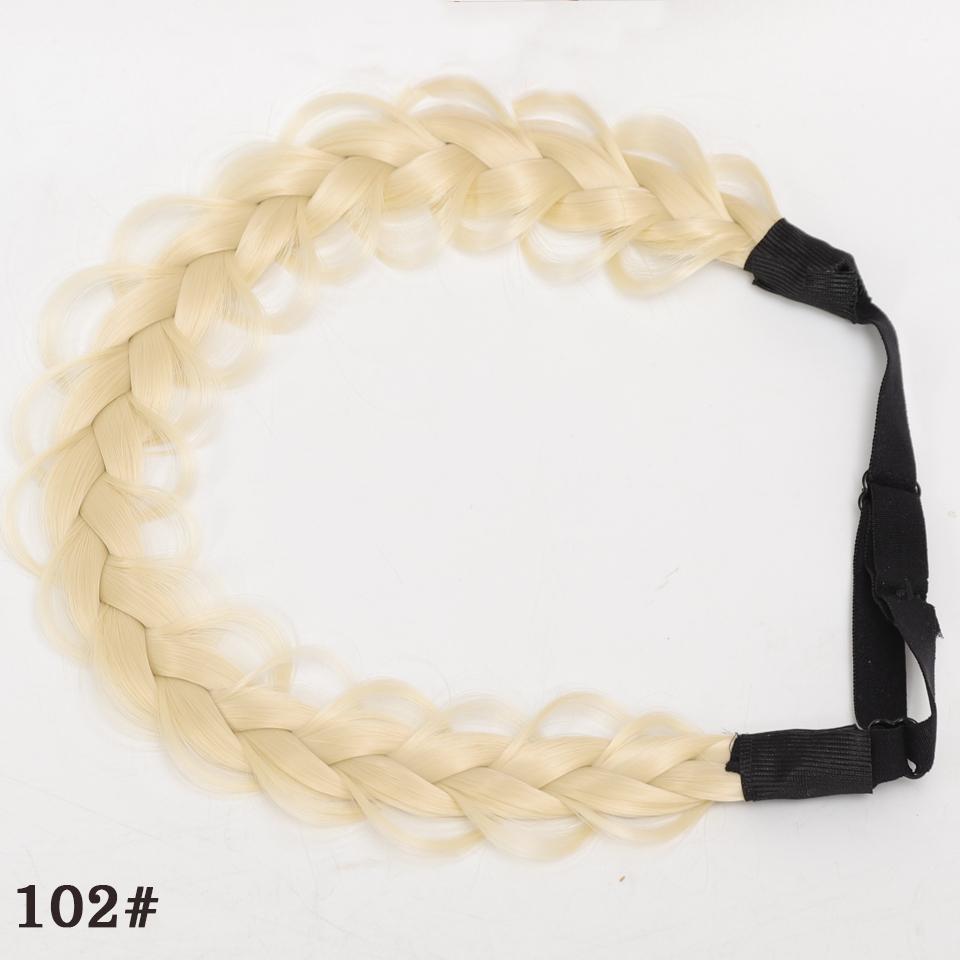 

Синтетический парик, повязка на голову, косы «рыбий хвост», с регулируемым поясом, плетеная повязка для волос в богемном стиле, женская прическа, шиньоны