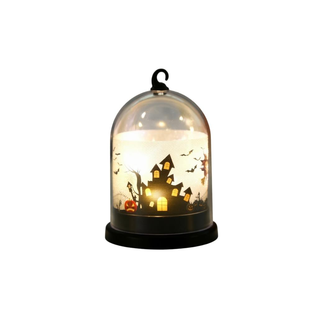 Halloween Pumpkin Lantern Decoration LED Candle Light Dome Shaped Small Night Light Tabletop Ornament for Holiday Party Display and Indoor Use