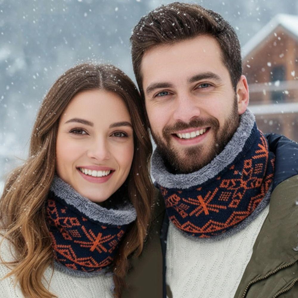 Snowflake Fleece Muffler Windproof Warm Neck Warmer Sport Scarf Winter Knitted Scarf  Outdoor