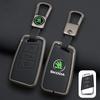 Zinc Alloy Leather Car Remote Key Case Cover Protector Shell Fob For Skoda Superb A7 Kodiaq Octavia A7 A8 Keychain Accessories OO666