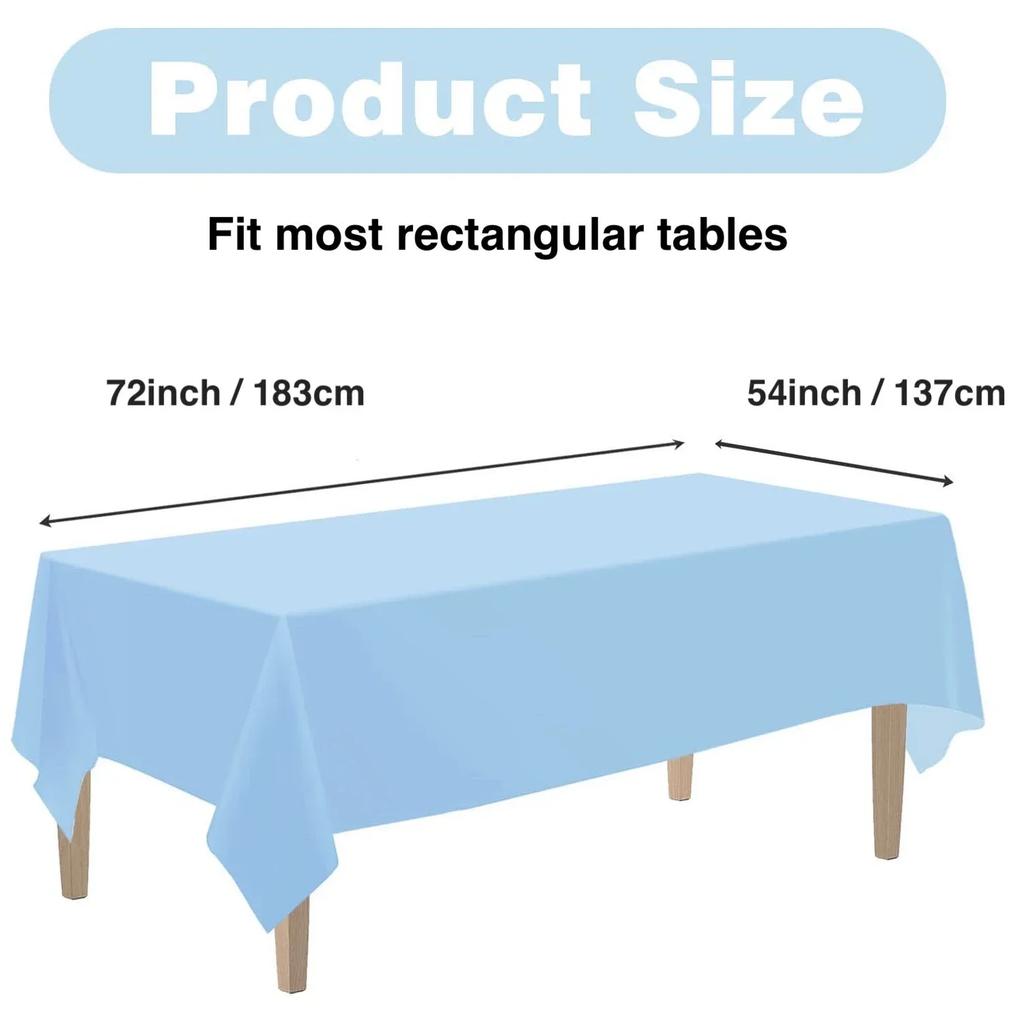 1pc 137*183cm Plastic Rectangle Disposable Table Cover Cloth Wipe Clean Party Tablecloth Covers for Birthday Wedding Christmas