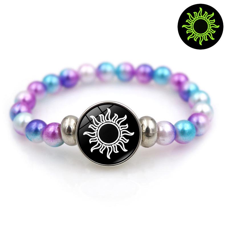 Luminous Sun & Moon Lovers Beaded Bracelet - Colorful, Elastic, Fashionable Gift for Couples & Friends
