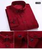 Men's Long-Sleeve Corduroy Shirt - 100% Cotton, Casual Fit, Plus Size, Ideal for Autumn & Winter