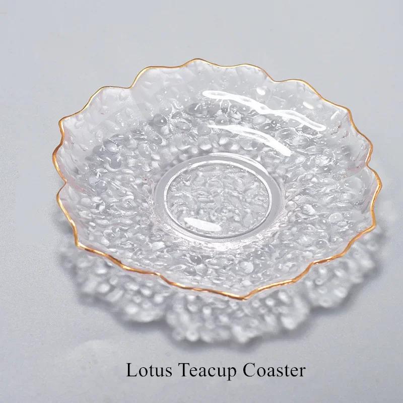 Crystal Glass Cup Coasters, Japanese Style Teaware, Thermal Insulation Teacup Tray, Small Cute Saucer, Kung Fu Tea Set Accessory
