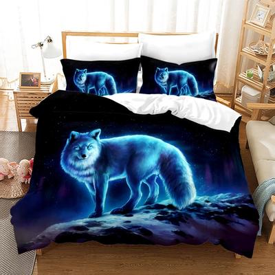 Wunderschönes Bettwäsche-Set mit Digitaldruck Fuchs, Kuschelig weicher Bettbezug King, Queen, Twin-Größe, Geburtstagsgeschenk für Kind, Erwachsener, Schlafzimmerdeko