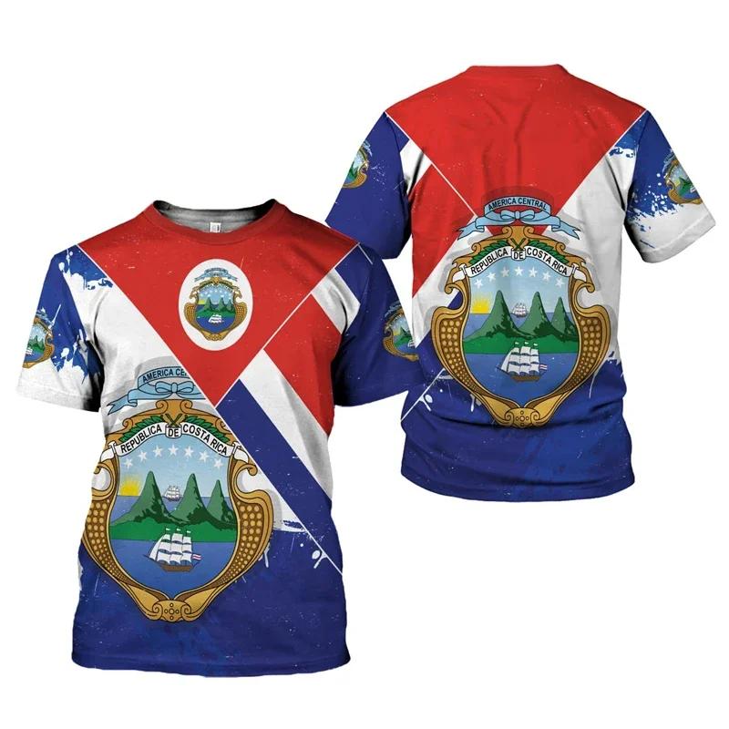 2024 New Costa Rica Flag Graphic 3D Print T-shirt Costa Rica National Emblem Men's Tops  National Day Gifts Personalized Tee