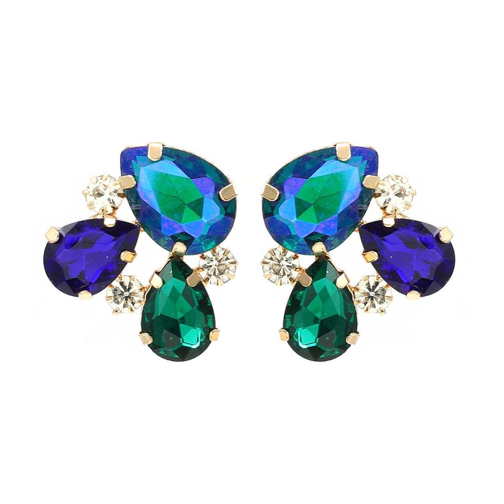 Pinkdudu Bohemian Style Fashionable Colorful Rhinestone Earrings  European American Full Rhinestone Flower Earrings PD2188