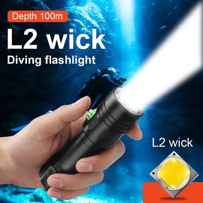 Professional Diving Torch L2 Wick High Power Dive Flashlight Amphibious Hand Lamp Underwater Light Fishing Lantern
