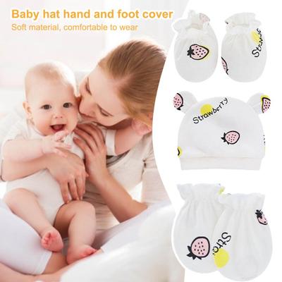 3Pcs/Set Baby Hat Mittens Cartoon Pattern Keep Warmth Breathable Cute Infant Beanie Caps Gloves Foot Covers Baby Supplies