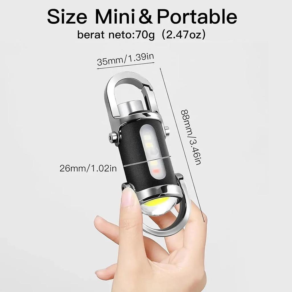 Mini Waist Mounted Keychain Flashlight Cob Led Light Outdoor Rechargeable For-6models Torch Camping Hiking Emergency Bar Lantern