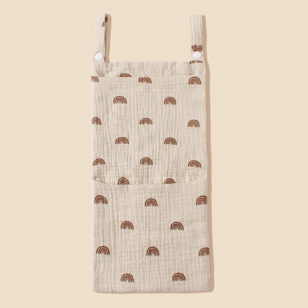 Cotton Baby Bedside Hanging Bag Dual-pocket Toys Diaper Storage Bag Portable Newborn Bedside Multi-functional Nappy Bag