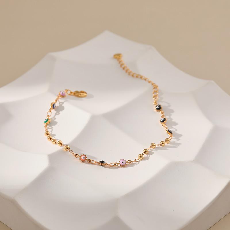 ANENJERY Tropfenglasur Bunte Augenperlen Kristallarmband für Frauen Vintage Nischenkette Partyschmuck Geburtstagsgeschenke