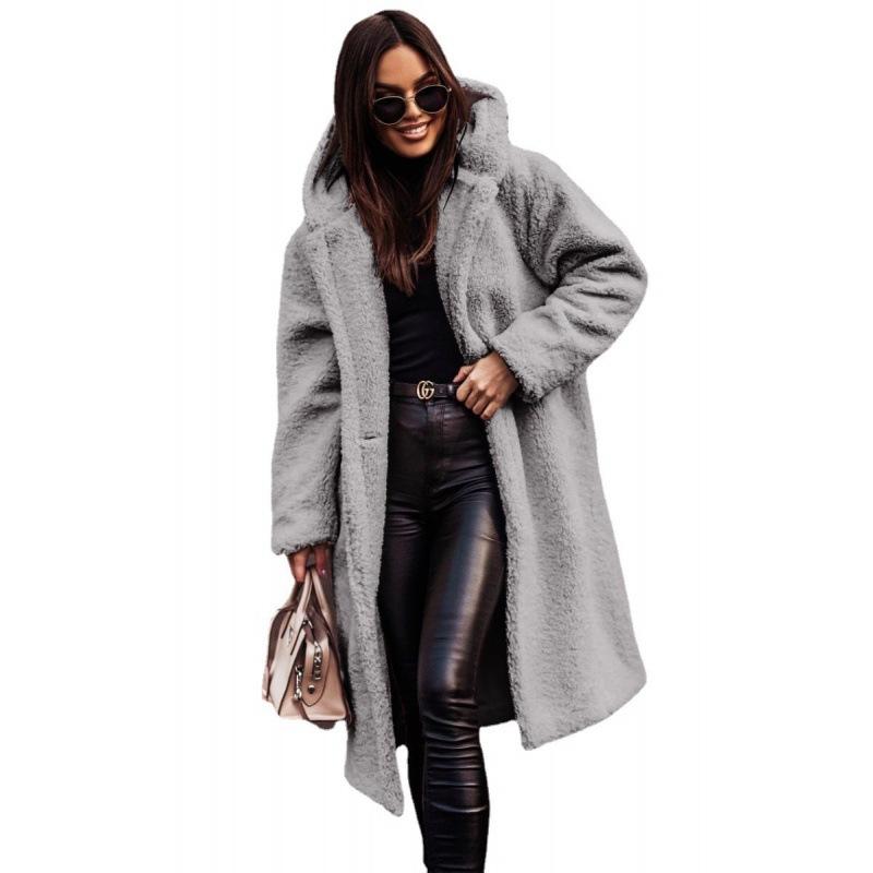 Autumn and Winter Fashion Long Solid Color Long Sleeve Stuffed Women's Coat