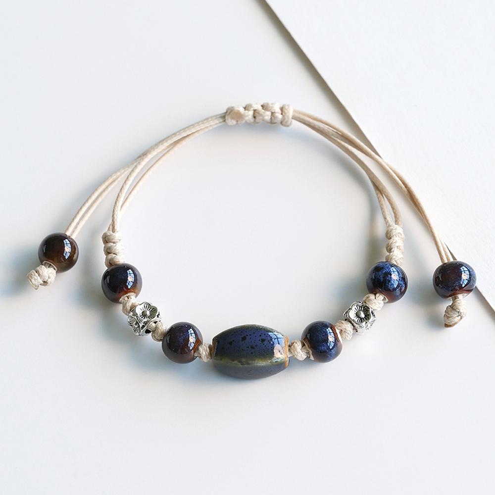 Armband mit Keramikperlen im Bohème-Stil für Damen und Herren, handgefertigt, geflochtenes Seilarmband, Partnerschmuck, Geschenke, verstellbar