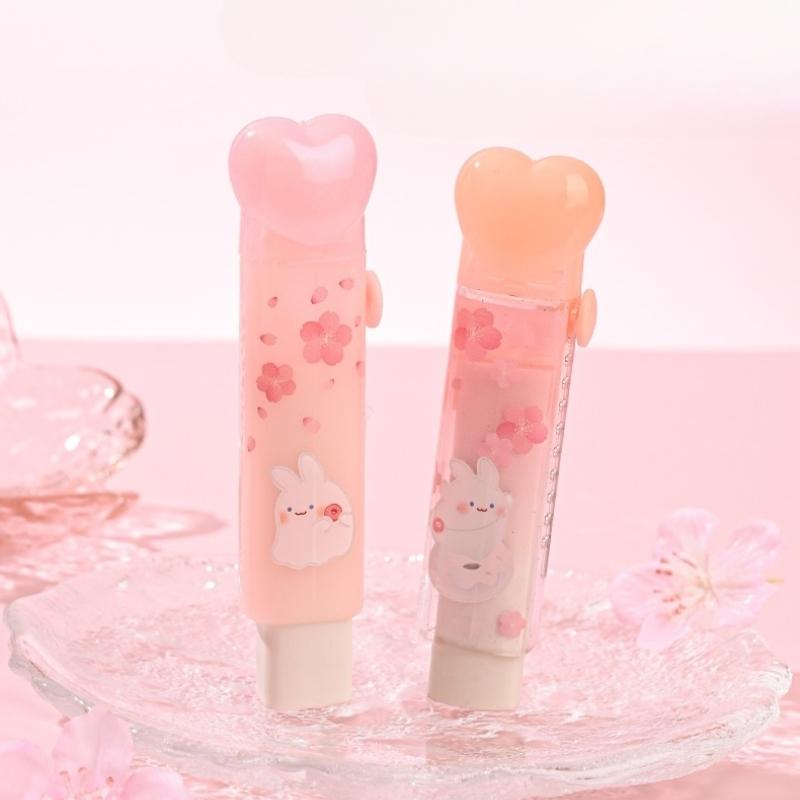 4pcs Retractable Pencil Erasers, BoYoYo Rabbit & Flower series Sliding Type, for Correcting Back to School Student Kids