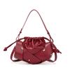 Black Woven Drawstring Bucket Bag Women 2026 Minimalist Crossbody Shoulder Casual Office Commute Small Purse