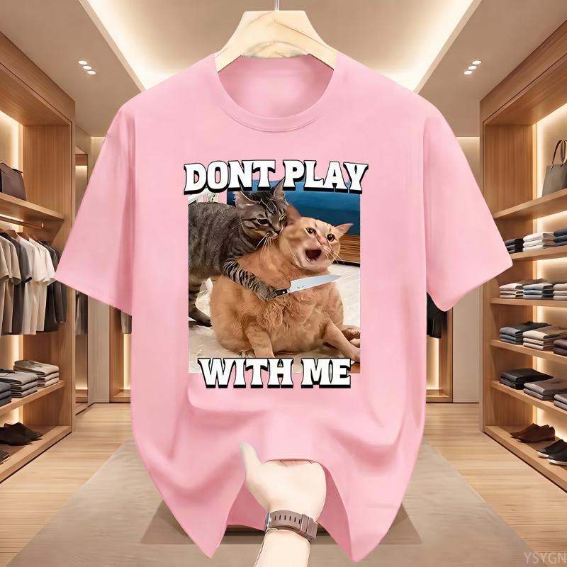 Dont Play with Me Funny Cat Meme T Shirt Vintage Y2K Kitty Graphic T-shirts Men Women Cotton O-Neck Oversized T Shirts Tops
