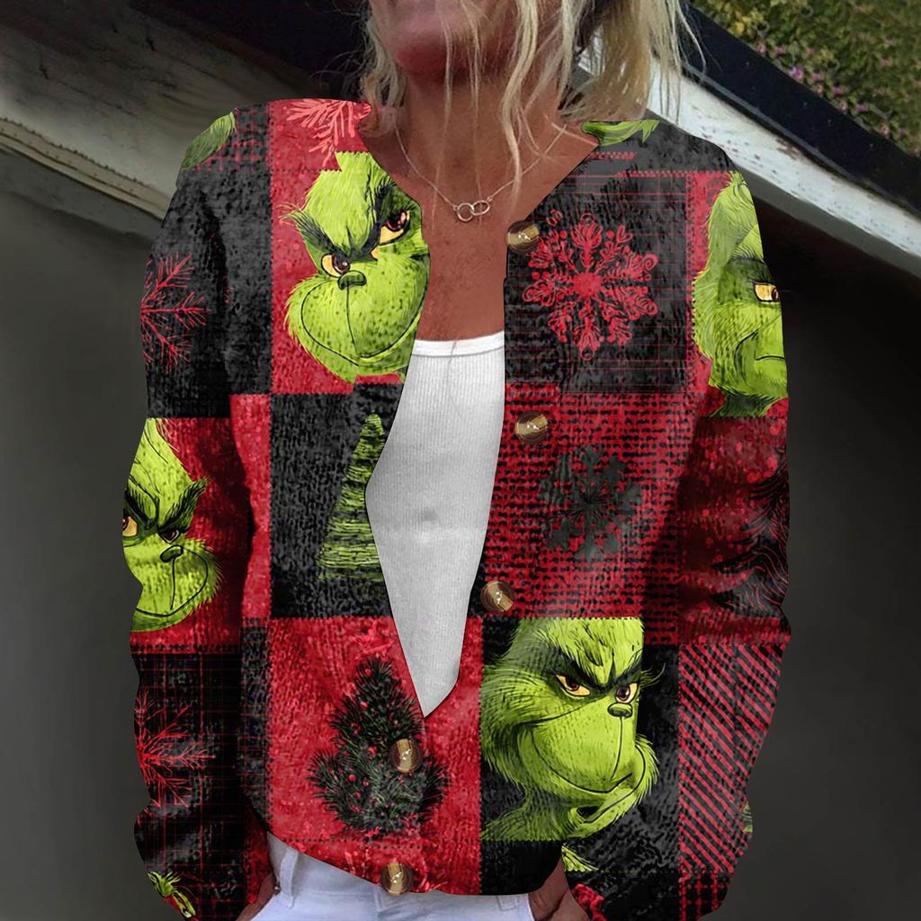 Dámská módní pletená svetrová bunda s dlouhým rukávem a zapínáním na knoflíky