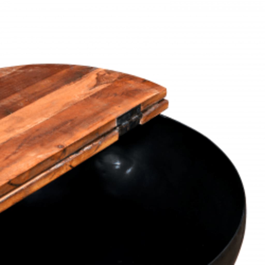 2 Piece Coffee Table Set Black Solid Reclaimed Wood