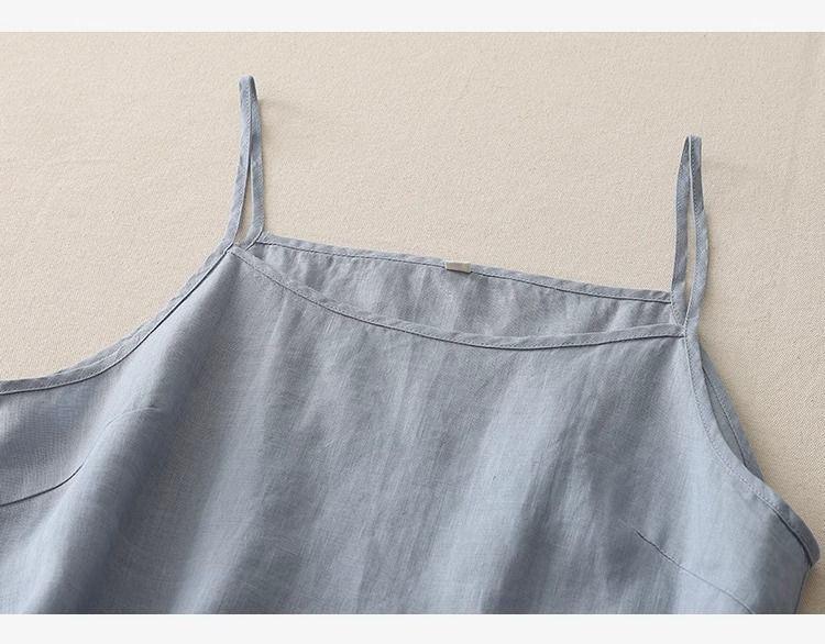 Plus Size Women's Cotton Linen Spaghetti Strap Tank Top: Lightweight Sleeveless Summer Outerwear & Base Layer