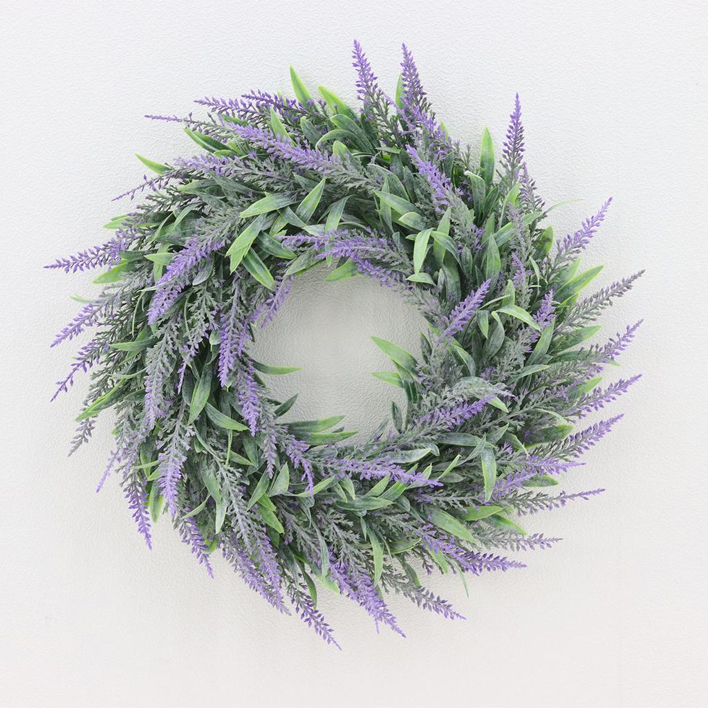 Round Lavender Wreath Flower Farmhouse Front Door Garland Outdoor Decoration