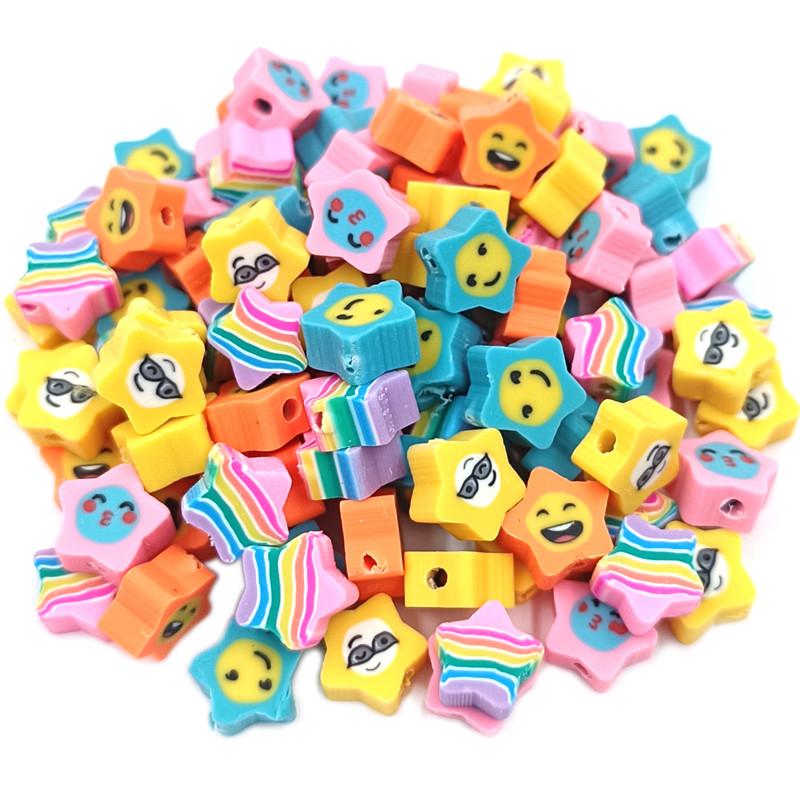 

для ожерелья Мягкие керамические бусины в форме сердца/пятиугольника/глаза Браслетные бусины Изготовление украшений своими руками Материалы для бисероплетения Бусины россыпью 10 шт. Аксессуары Star Multicolor