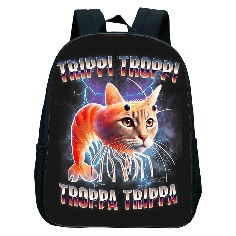 Italian Brainrot Backpack Toddler Boys Kindergarten Bag Cartoon Cappuccino Saaassino School Bags Boys Girls Animals Bookbag Gift