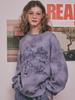 YUGADANG Hunting Scene Fleece-Lined Sweatshirt Oversized Navy