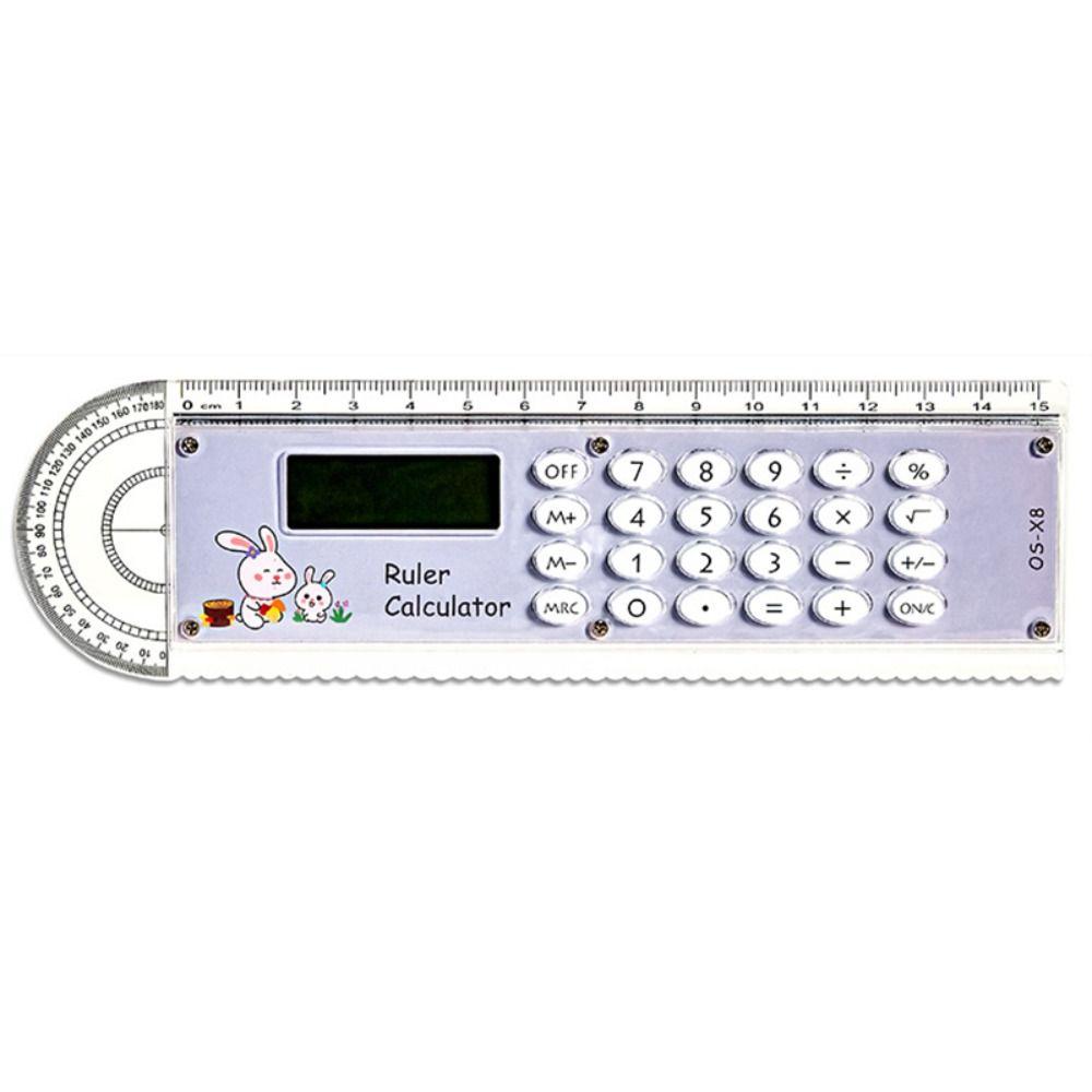 Durable 3-in-1 Ruler With Protractor Clear Multi-function Ruler 15cm Calculator Ruler School Office