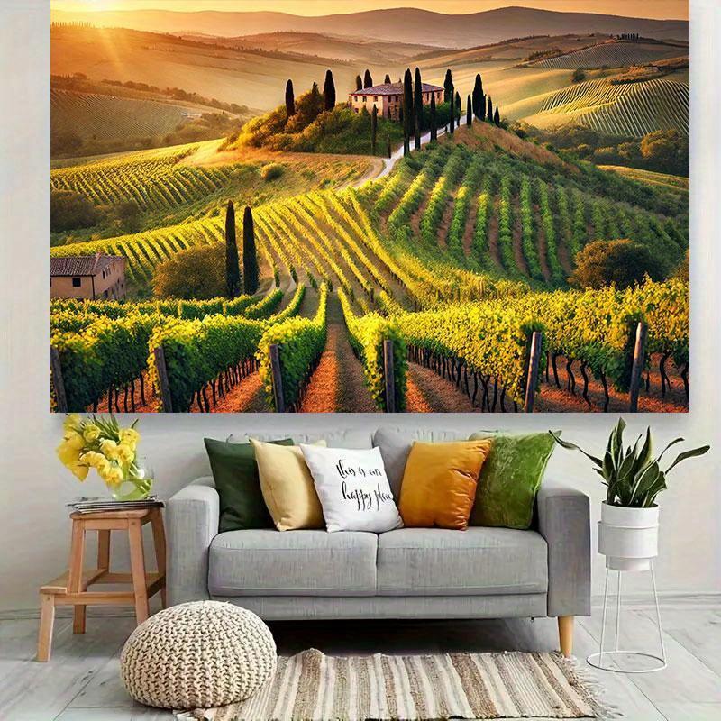 2D Plane 1 Piece of Tuscan Vineyard Photography Background Suitable for Indoor/outdoor Wall Decoration and Party Celebration