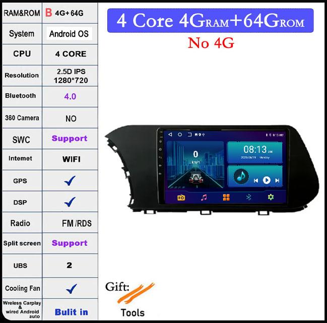 9 Lnch Android 14 For Hyundai I20 2021 -2022 Car Radio Player GPS Navigation Multimedia Stereo 4G LET