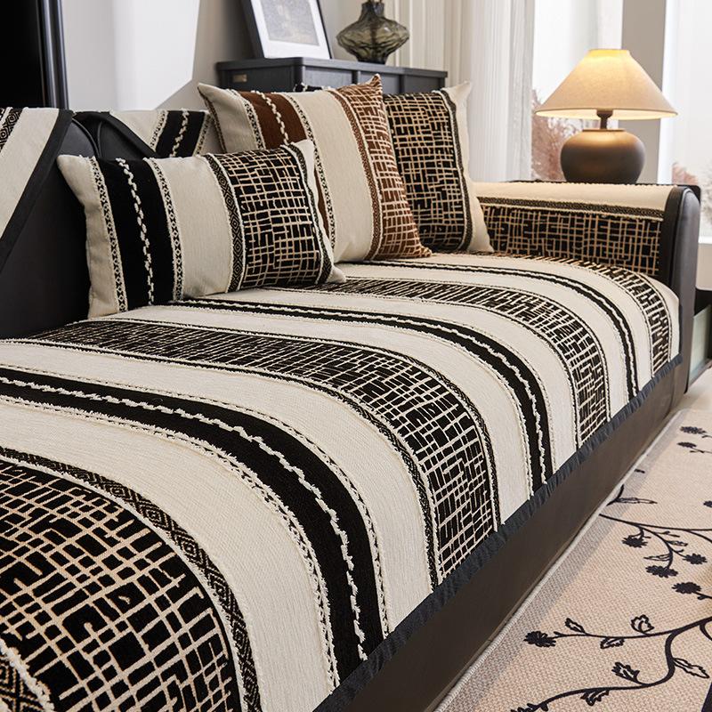 Nordic Chenille Sofa Covers For Living Room Anti-Slip Dustproof Broad Stripe Sofa Covers  new Universal Sofas Funda Sofa