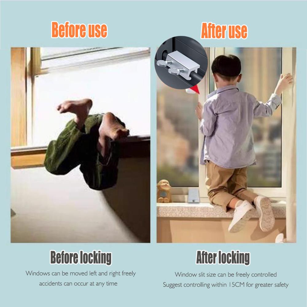 Adjustable Security Window Lock Aluminum Alloy Door Frame Safety Lock Free Punch Window Limit Stop Locks for Child Home Bedroom