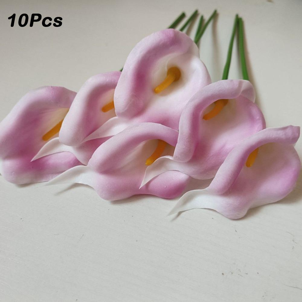 10Pcs Lifelike Artificial Calla Lily Bouquet Decorative Artificial Flowers Real Touch Calla Lily Durable Fake Calla Lily