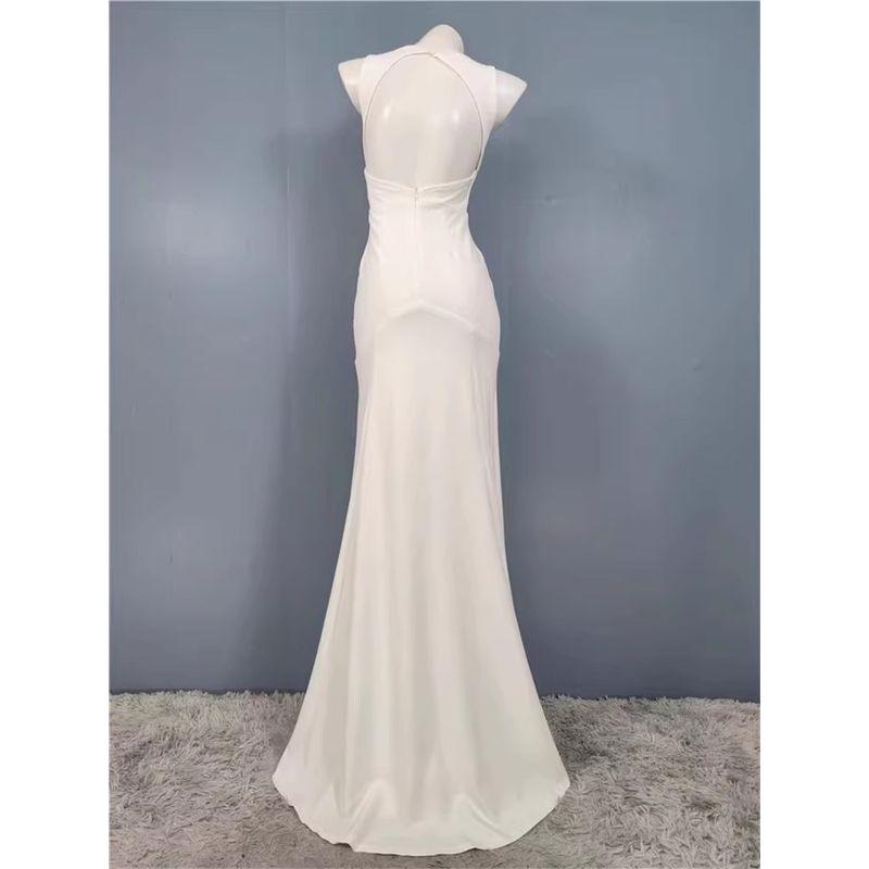 Foreign Trade Order Lu Home Light Wedding Dress New Dress for Toast Sexy Backless High Waist Quality Socialite Split Tail Guest Dresses