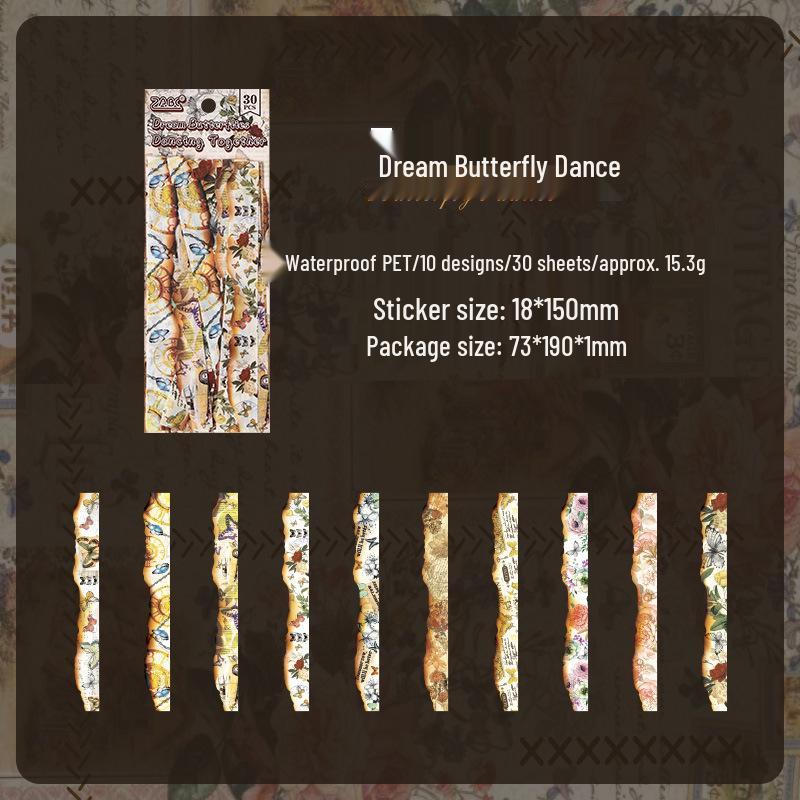 Ancient Style Laser PET Waterproof Tape and Flowing Sand Stickers for DIY Journals and Background Decorations