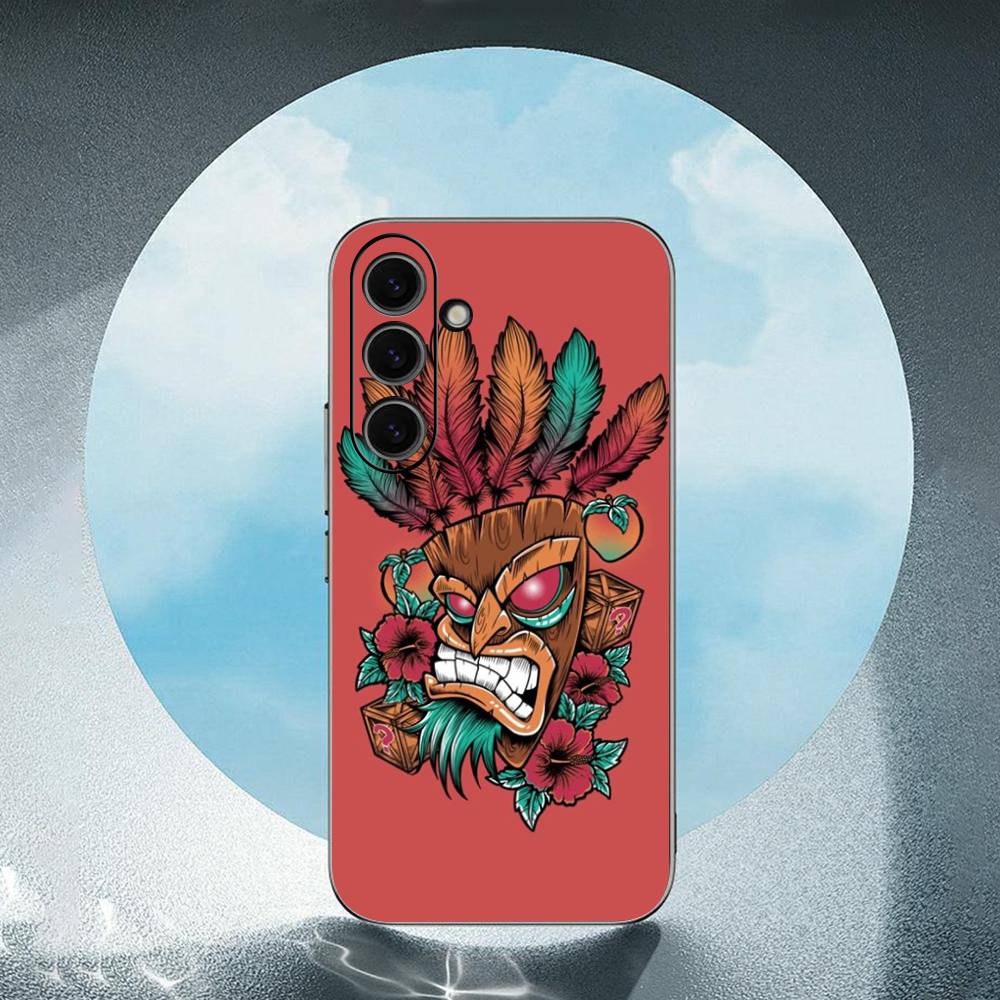 Aku Aku Crash For Samsung Galaxy S25 S24 S23 Ultra S22 S21 Plus S20 Black Soft Silicone Protective Case