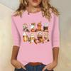 Women's Fashion Casual Three-quarter Sleeve Halloween Printed Round Neck Top