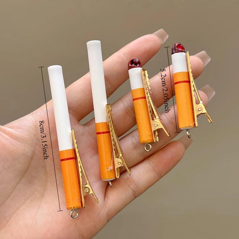 

4PC Personalized Funny Simulation Cigarette Hair Side Clips Vintage Hairpin for Girls Women Korean Hair Accessories